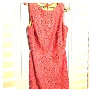 Pink lace and nude underlay dress